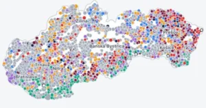 Mapa výsledkov komunálnych volieb 2026 na Slovensku