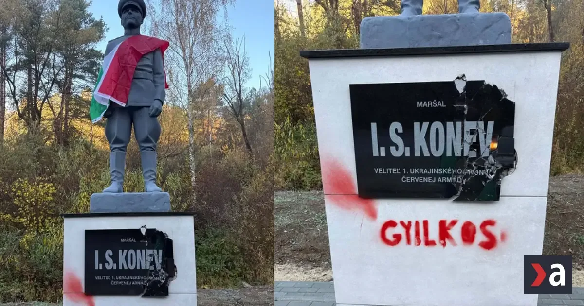 Vandali popísali sochu generála Koneva v Kružlovej, autor podáva trestné oznámenie 2 Vandali popísali sochu generála Koneva v Kružlovej, autor podáva trestné oznámenie